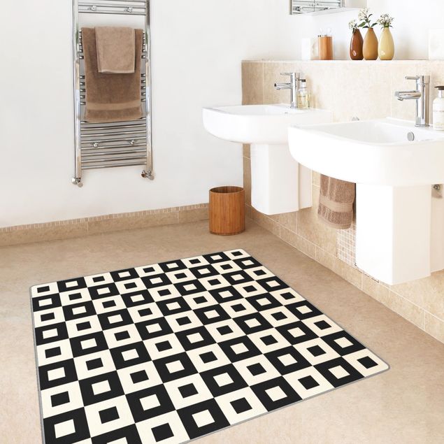 Large rugs Geometrical Pattern of Black and Beige squares