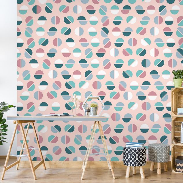 Wallpapers Geometrical Pattern Semicircle In Pastell Colours