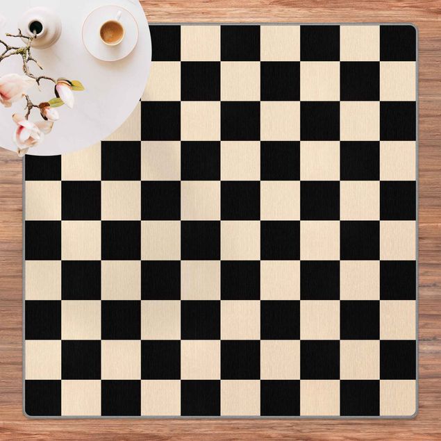 Beige rugs Geometrical Pattern Chessboard Black Beige