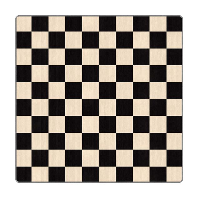 Woven rugs Geometrical Pattern Chessboard Black Beige