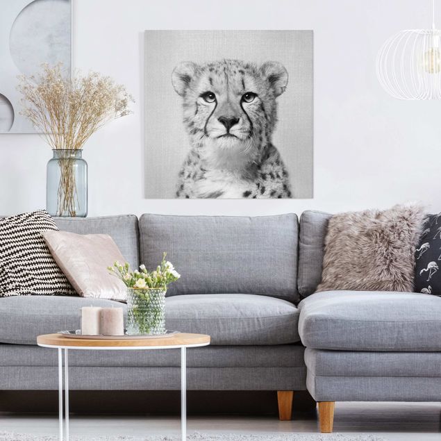 Canvas print - Cheetah Gerald Black And White - Square 1:1