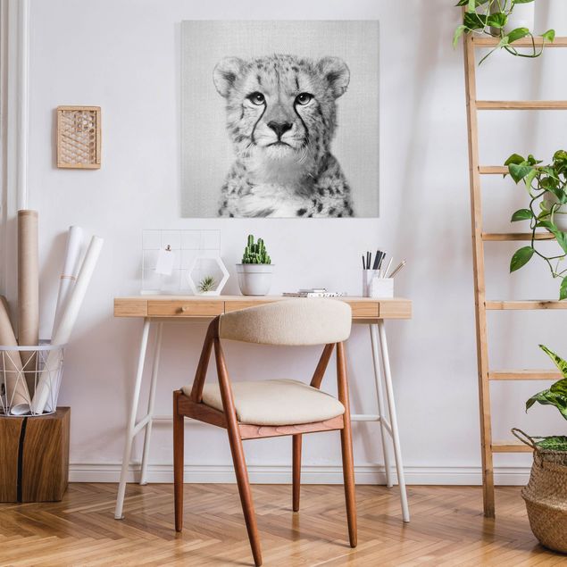 Canvas print - Cheetah Gerald Black And White - Square 1:1