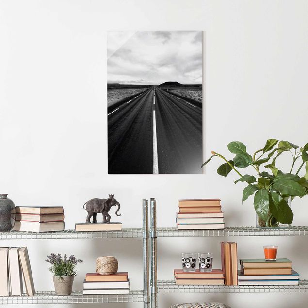 Glass print - Straight Road In Iceland