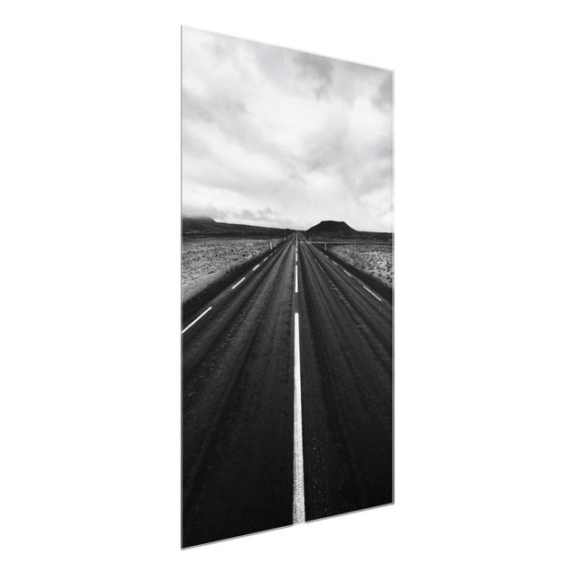 Glass print - Straight Road In Iceland