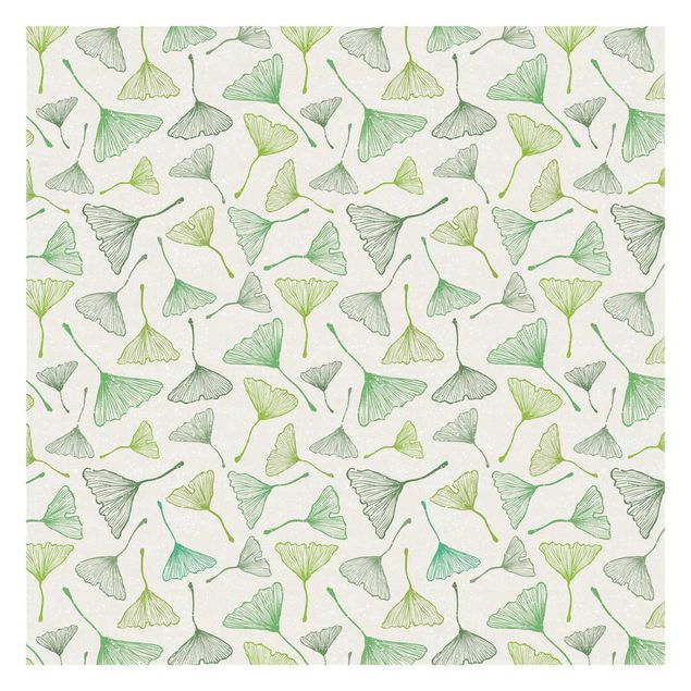 Wallpaper - Gingko Leaves In Shades Of Green