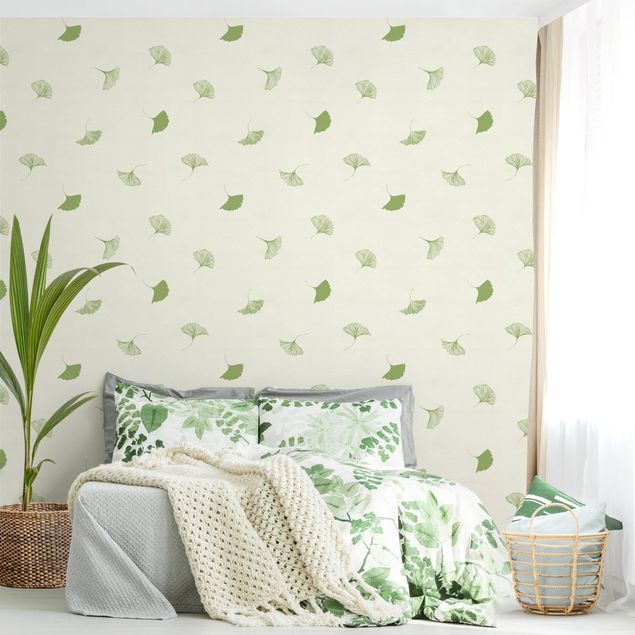 Wallpapers Gingko Leaf Pattern In Green