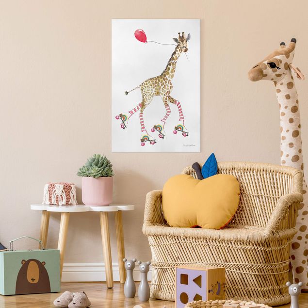Canvas print - Giraffe on a joy ride - Portrait format2:3