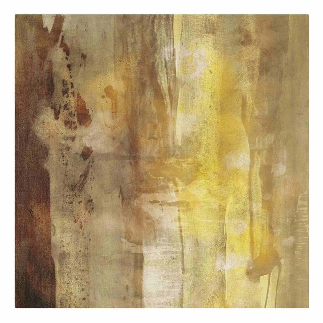Natural canvas print - Golden Sunlight In Forest - Square 1:1