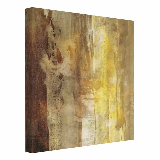 Natural canvas print - Golden Sunlight In Forest - Square 1:1