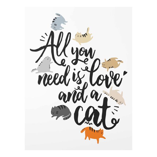 Glass print - All You Need Is Love And A Cat