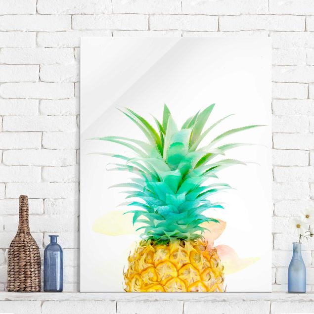 Glas Magnetboard Pineapple Watercolour