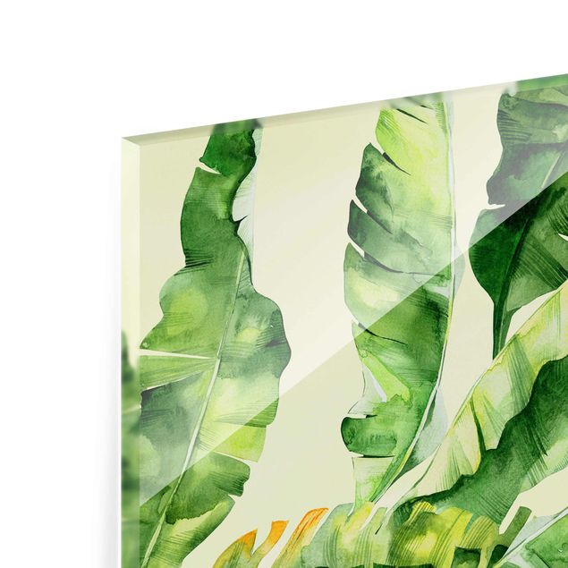 Glass print - Banana Leaves Watercolour