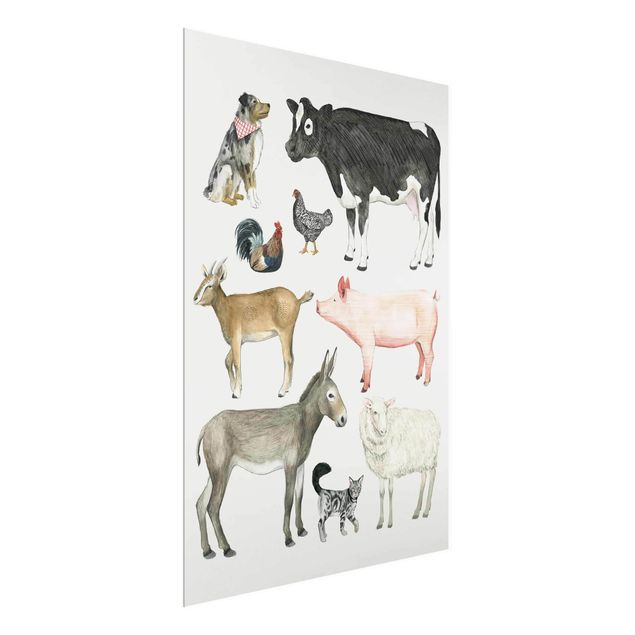 Glass print - Farm Animal Family I