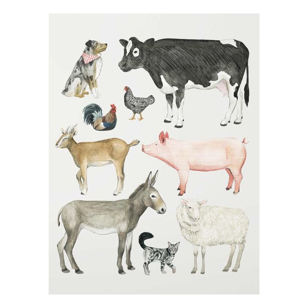 Glass print - Farm Animal Family I