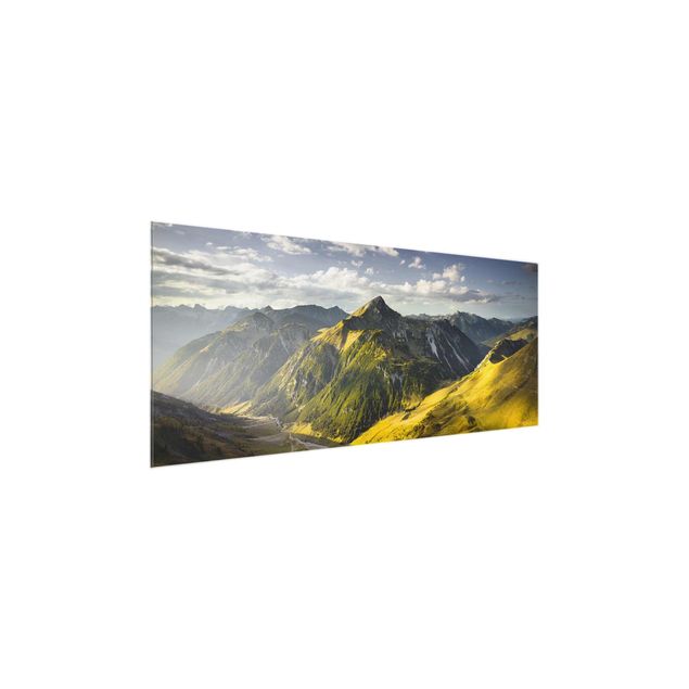 Glass print - Mountains And Valley Of The Lechtal Alps In Tirol