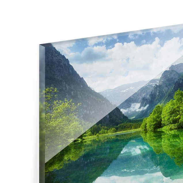Glass print - Mountain Lake With Water Reflection