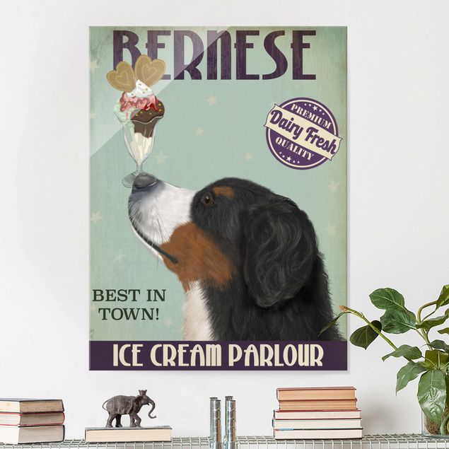 Glass print - Bernese Mountain Dog With Ice