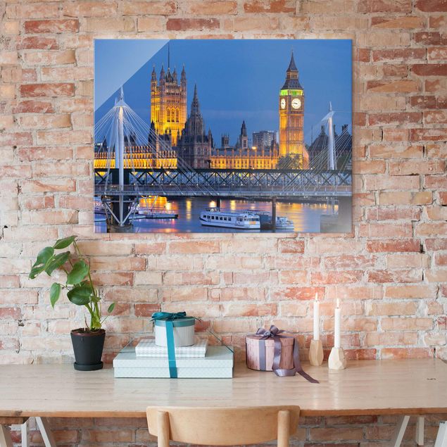 Glass print - Big Ben And Westminster Palace In London At Night