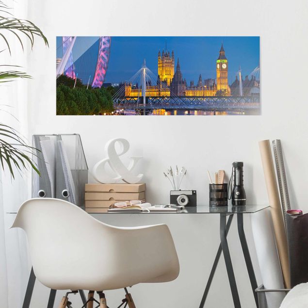 Glass print - Big Ben And Westminster Palace In London At Night