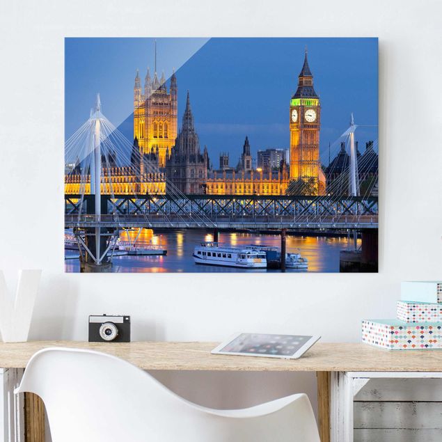 Glas Magnetboard Big Ben And Westminster Palace In London At Night