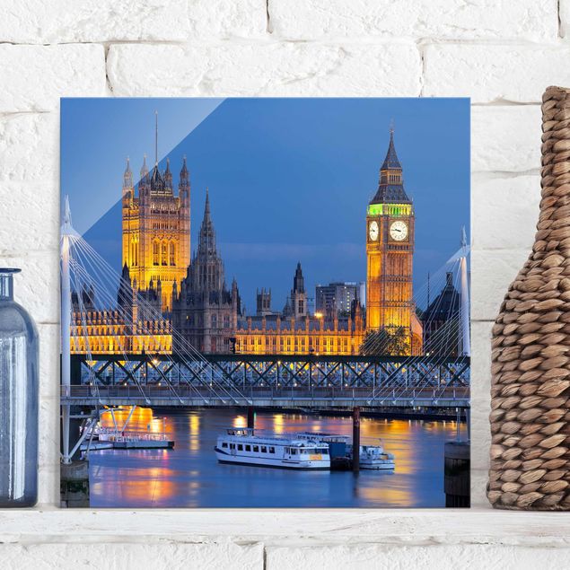 Glas Magnetboard Big Ben And Westminster Palace In London At Night