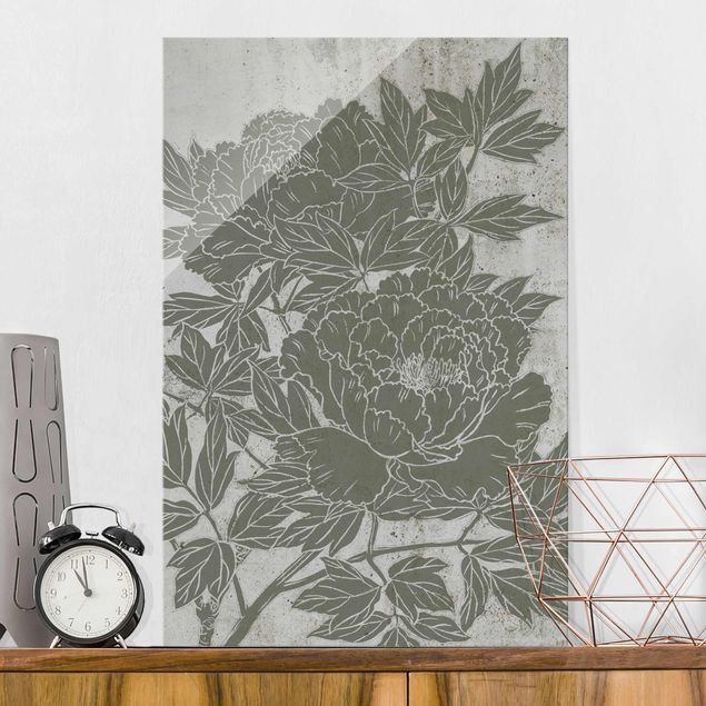 Glas Magnetboard Blooming Peony I