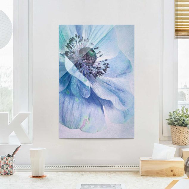 Glass print - Flower In Turquoise