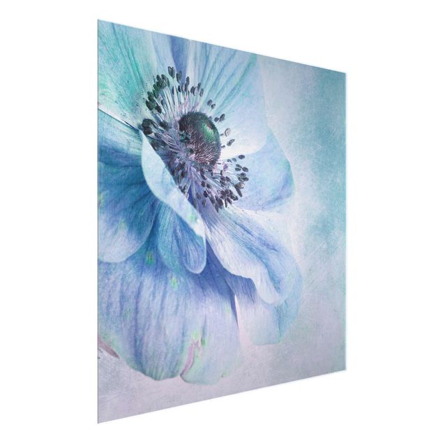 Glass print - Flower In Turquoise