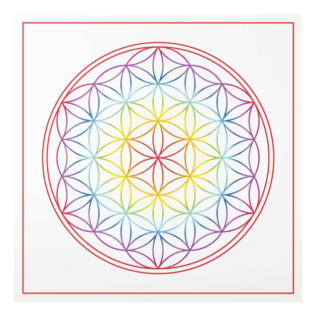 Glass print - Flower of life Colourful