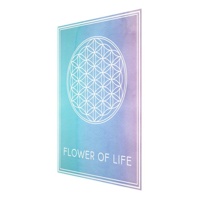 Glass print - Flower of life pastel watercolour