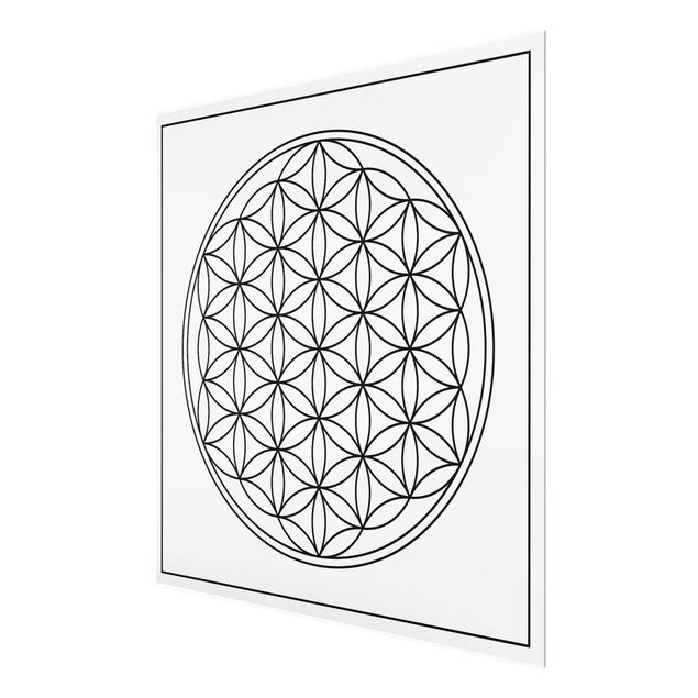 Glass print - Flower of life black and white