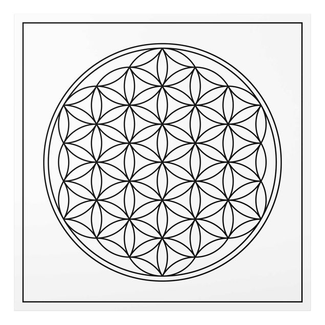 Glass print - Flower of life black and white