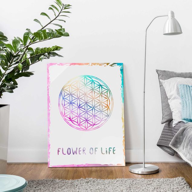 Glass print - Flower of life watercolour