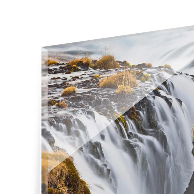 Glass print - Brúarfoss Waterfall In Iceland
