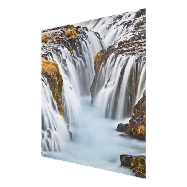 Glass print - Brúarfoss Waterfall In Iceland