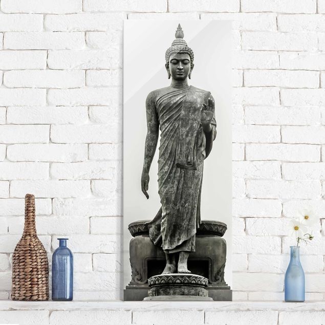 Glas Magnettafel Buddha Statue