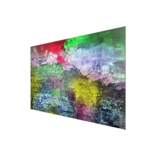 Glass print - Colourful Sprayed Old Brick Wall