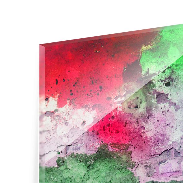 Glass print - Colourful Sprayed Old Brick Wall