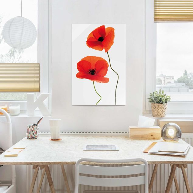 Glass print - Charming Poppies