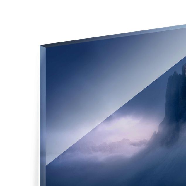 Glass print - Three Peaks In Blue Light
