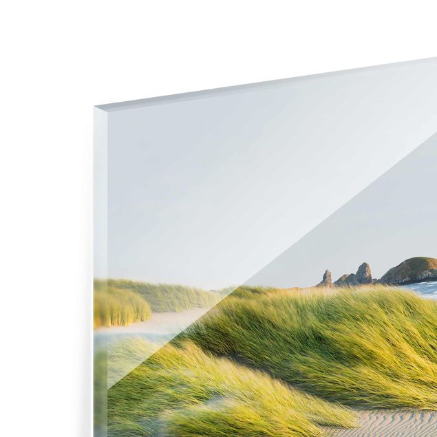 Glass print - Dunes And Grasses At The Sea