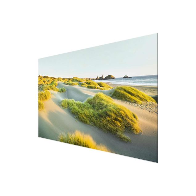 Glass print - Dunes And Grasses At The Sea