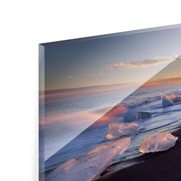 Glass print - Chunks Of Ice On The Beach Iceland