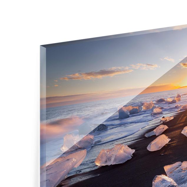 Glass print - Chunks Of Ice On The Beach Iceland