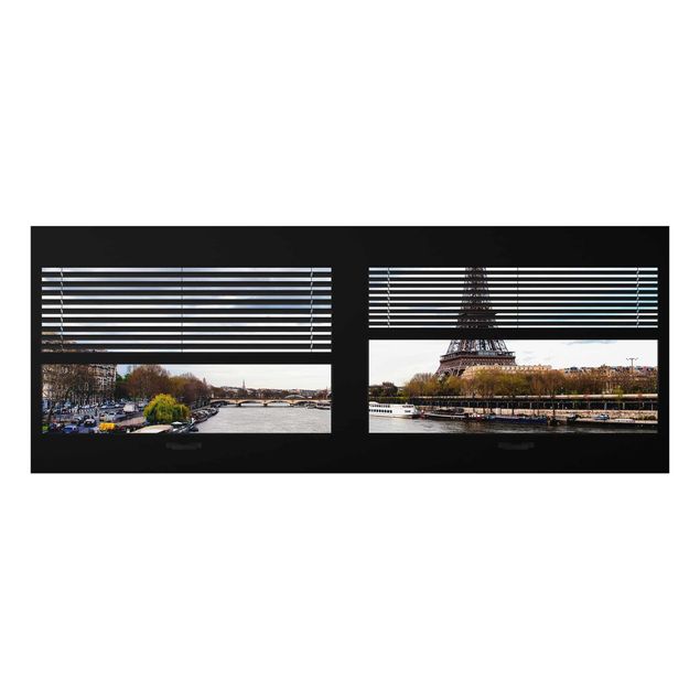 Glass print - Window View Blinds - Seine And Eiffel Tower