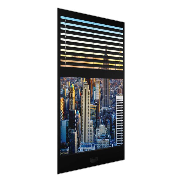 Glass print - Window View Blinds - Sunrise New York