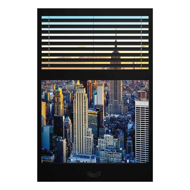 Glass print - Window View Blinds - Sunrise New York