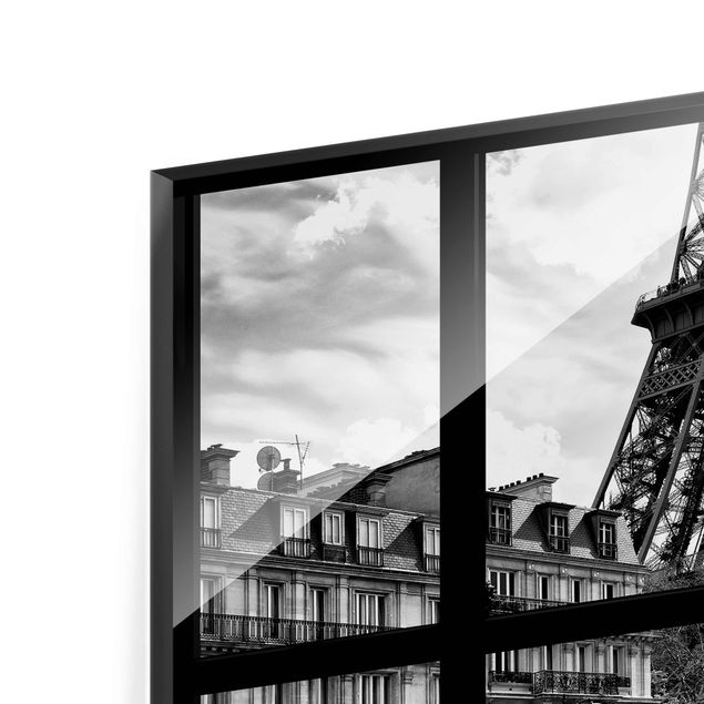 Glass print - Window View Paris - Close To The Eiffel Tower