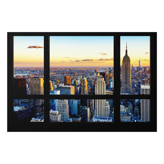 Glass print - Window view - Sunrise New York