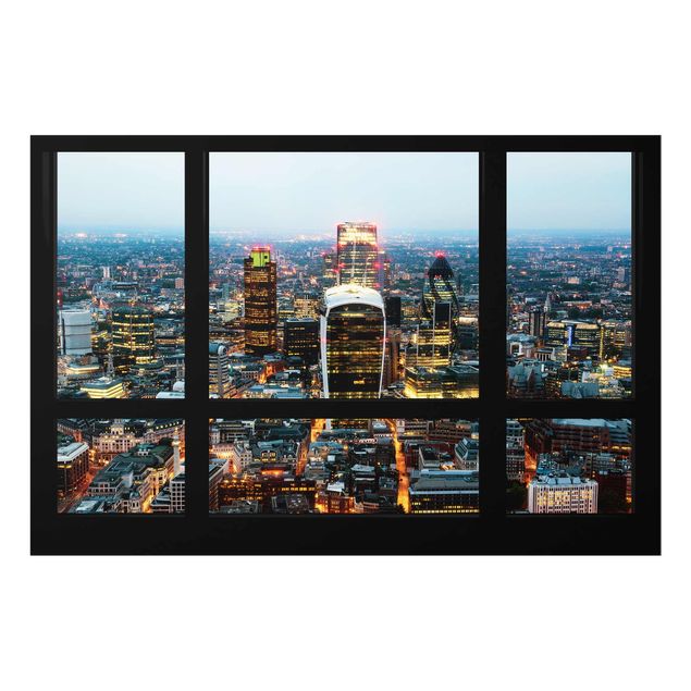 Glass print - Window view illuminated skyline of London